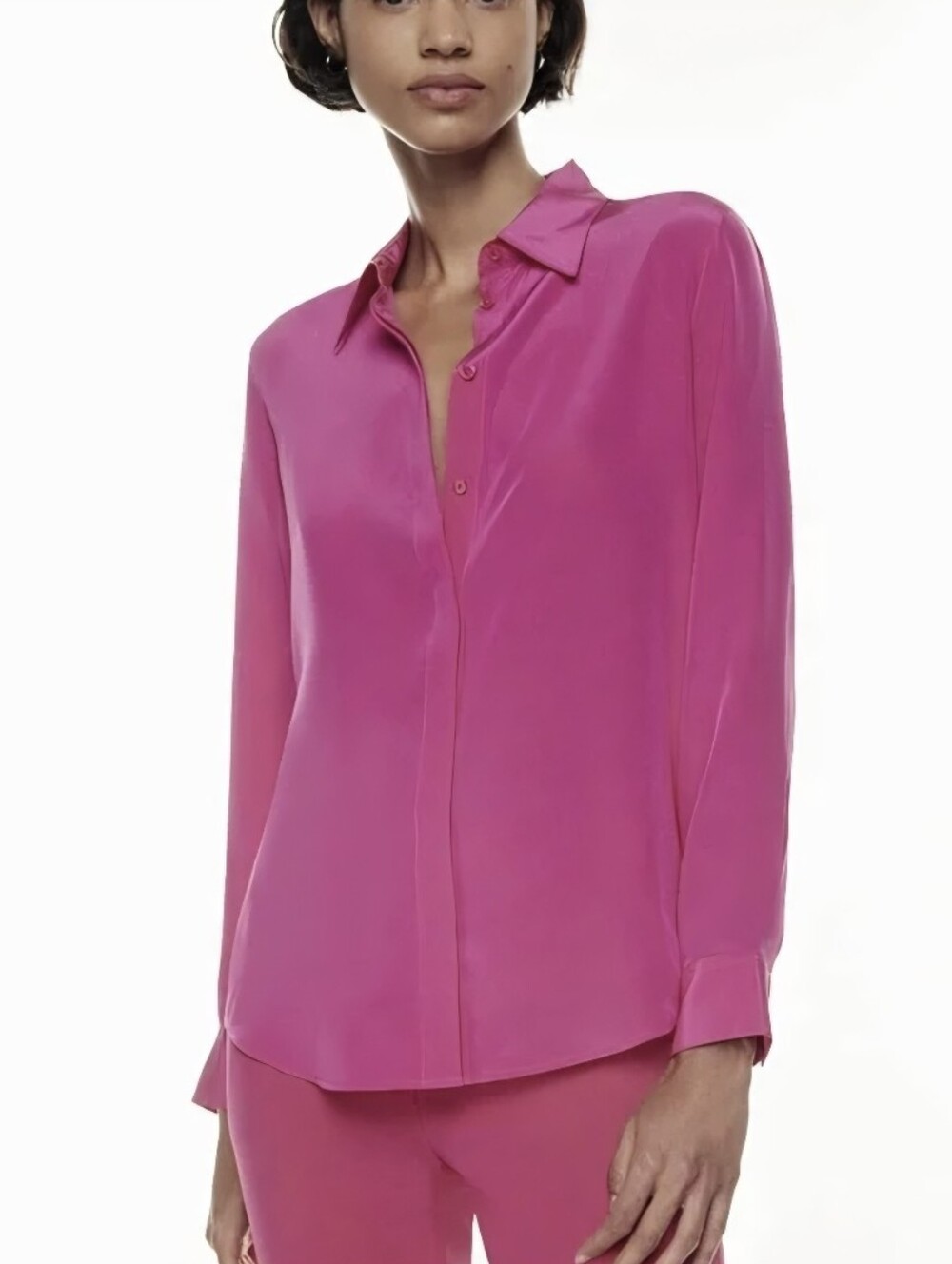 🚨NEW BABATON ARITZIA Academy Silk Blouse Modern Magenta Pink Classic Size Small